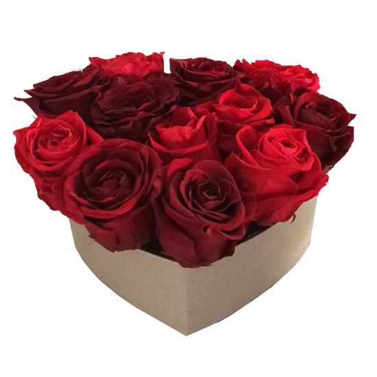 Caja Corazón con 12 Rosas Preservadas