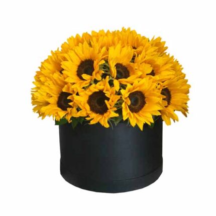 Caja Cilíndrica con 10 Girasoles